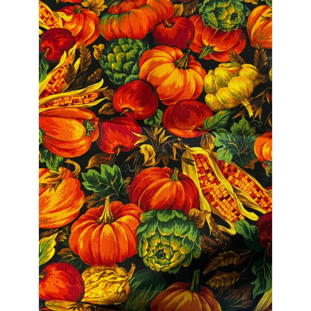 Handmade Fall Harvest Cloth Napkins Pumpkins Set of 8 Autumn Thanksgiving Vtg